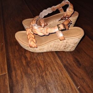 Braided Tan Wedge Sandals
